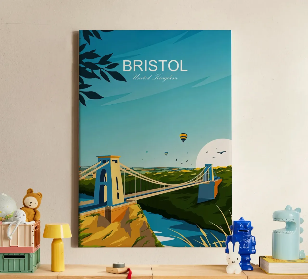 Stampa tradizionale di viaggi Bristol - Regno Unito tela con Cornice a cassetta da Liliestudio