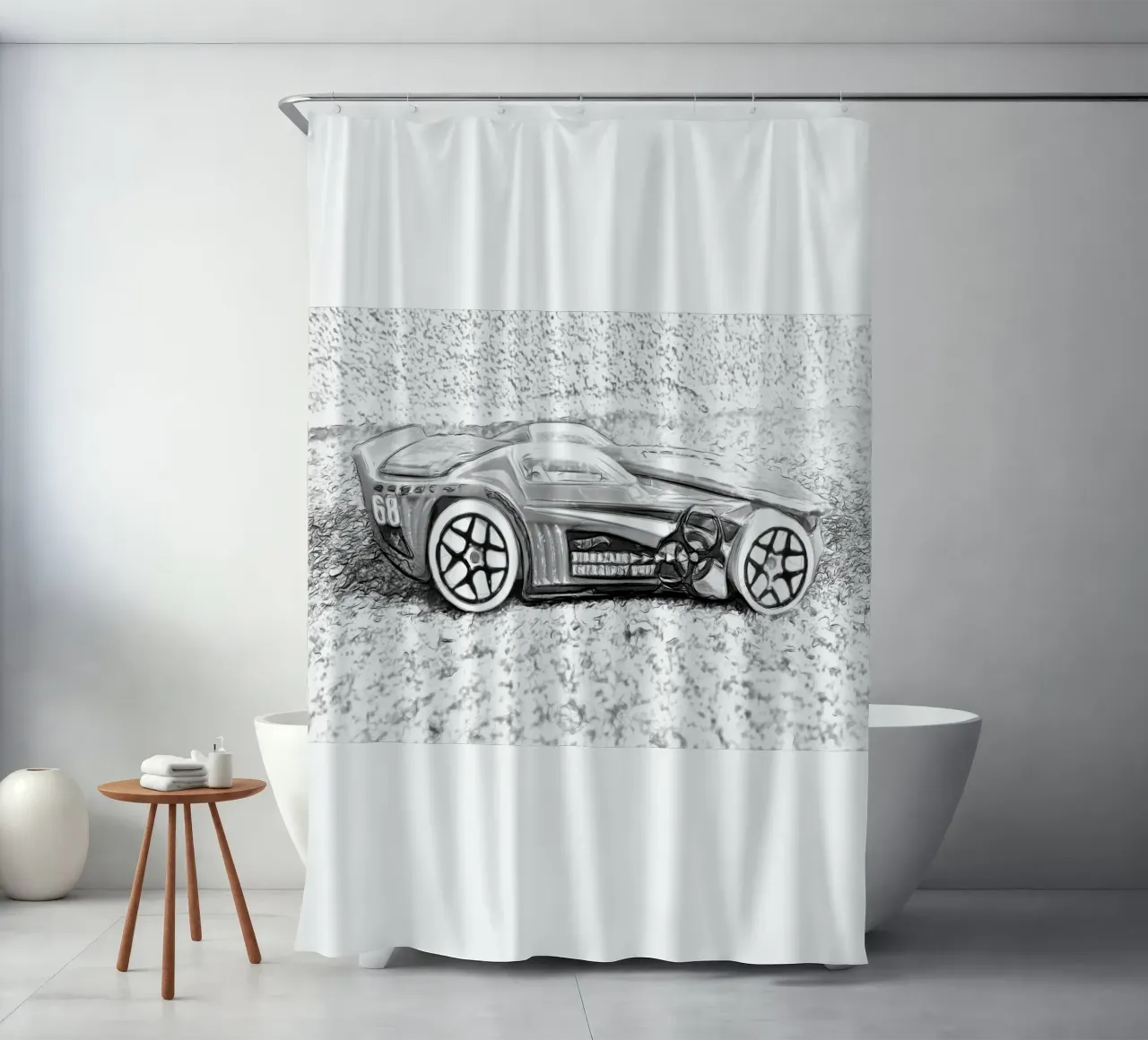 A car shower curtain by Massimo Frascogna