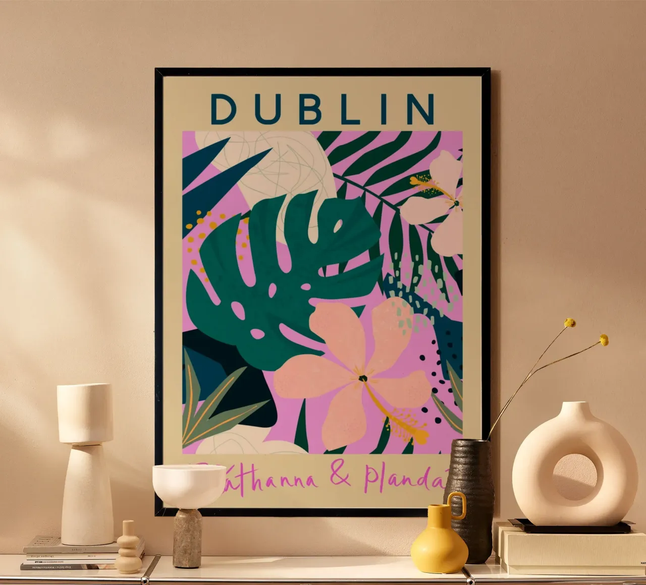 Mercato dei fiori di Dublino poster con telaio in plastica da Klia M_Art