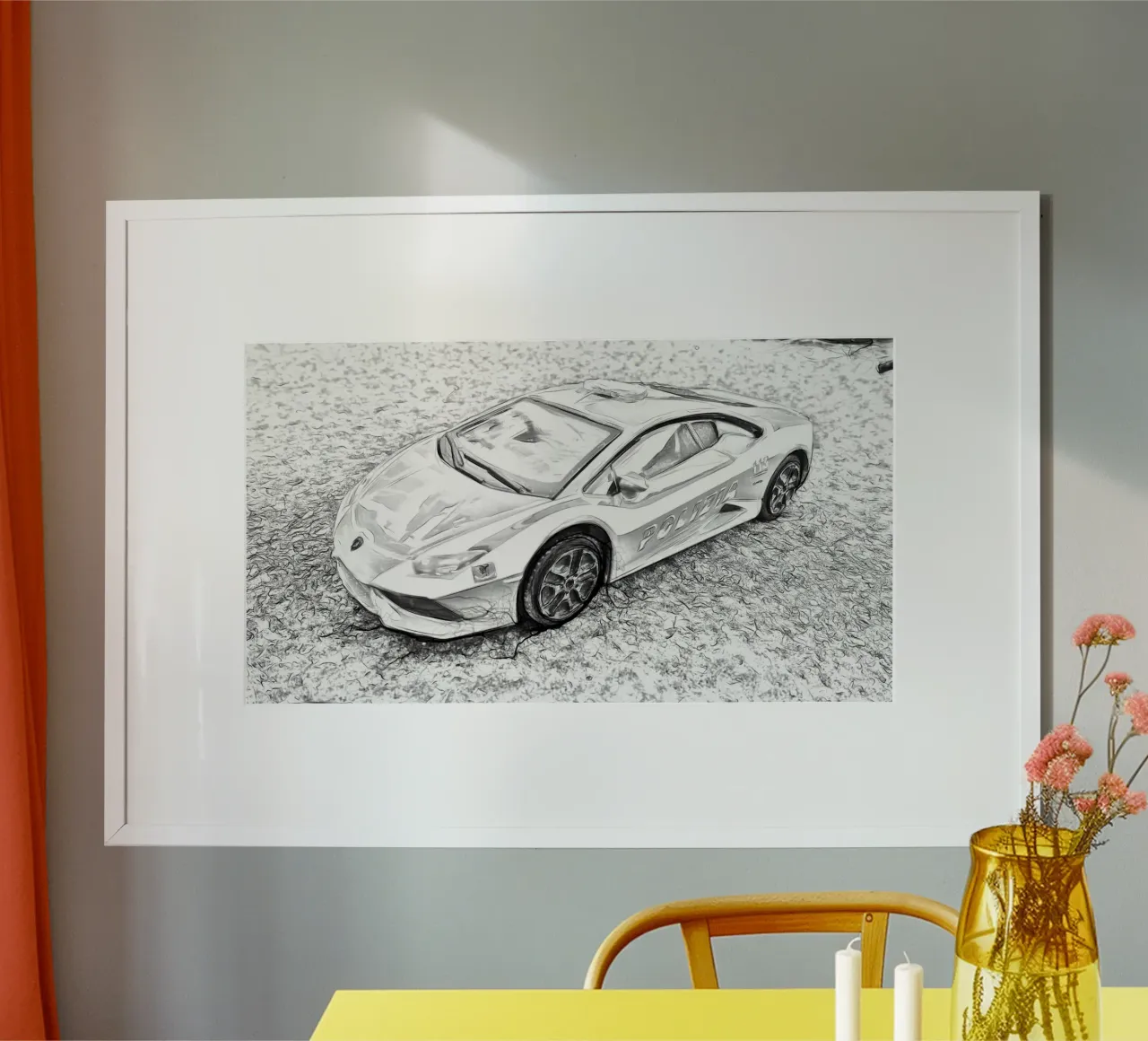 Auto della polizia poster con telaio in plastica da Massimo Frascogna