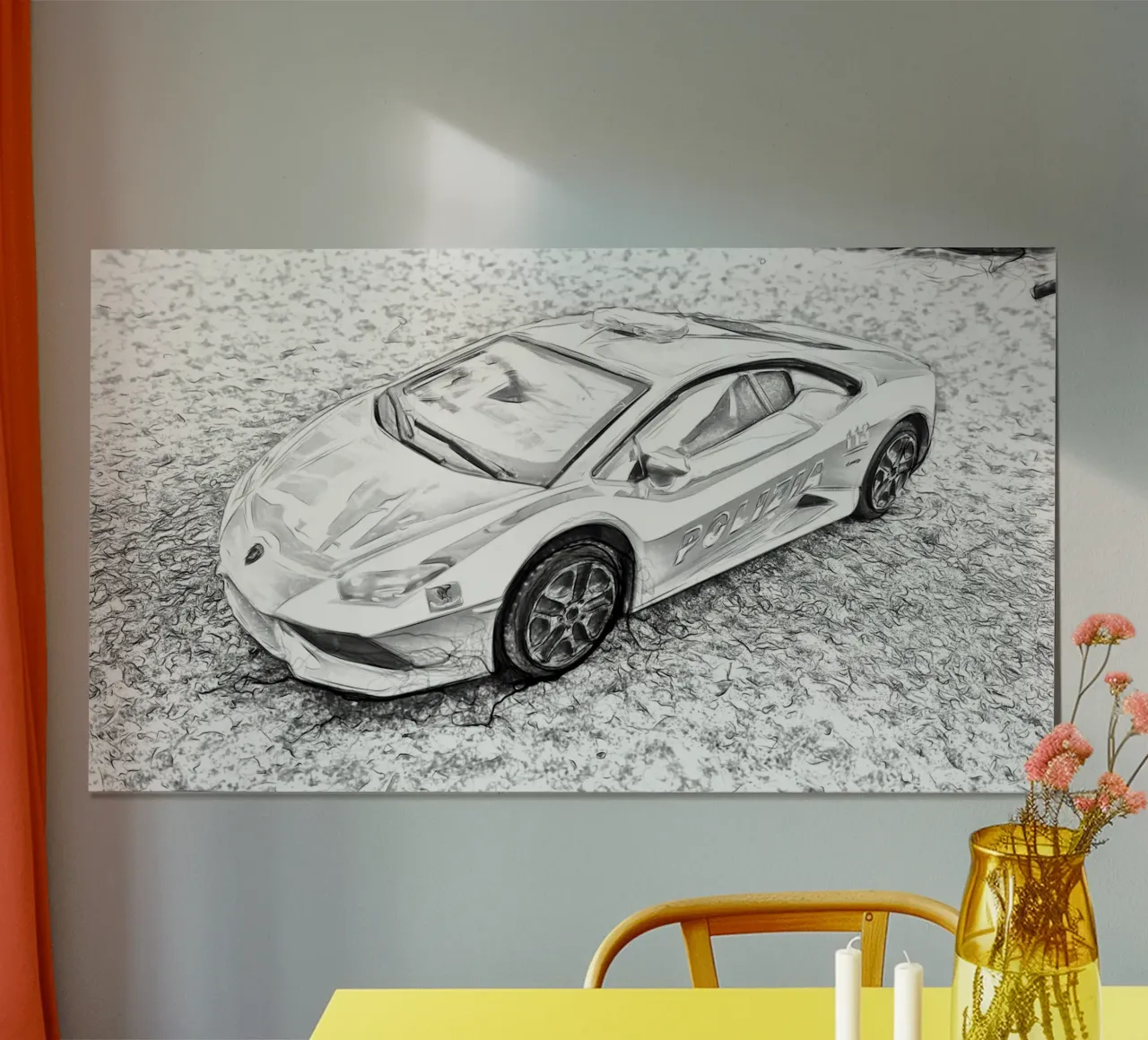 Auto della polizia poster con telaio in plastica da Massimo Frascogna