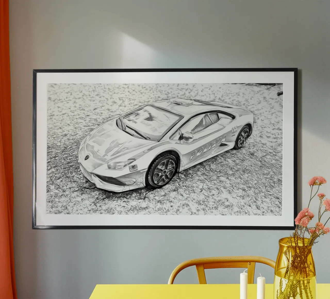 Auto della polizia poster con telaio in plastica da Massimo Frascogna