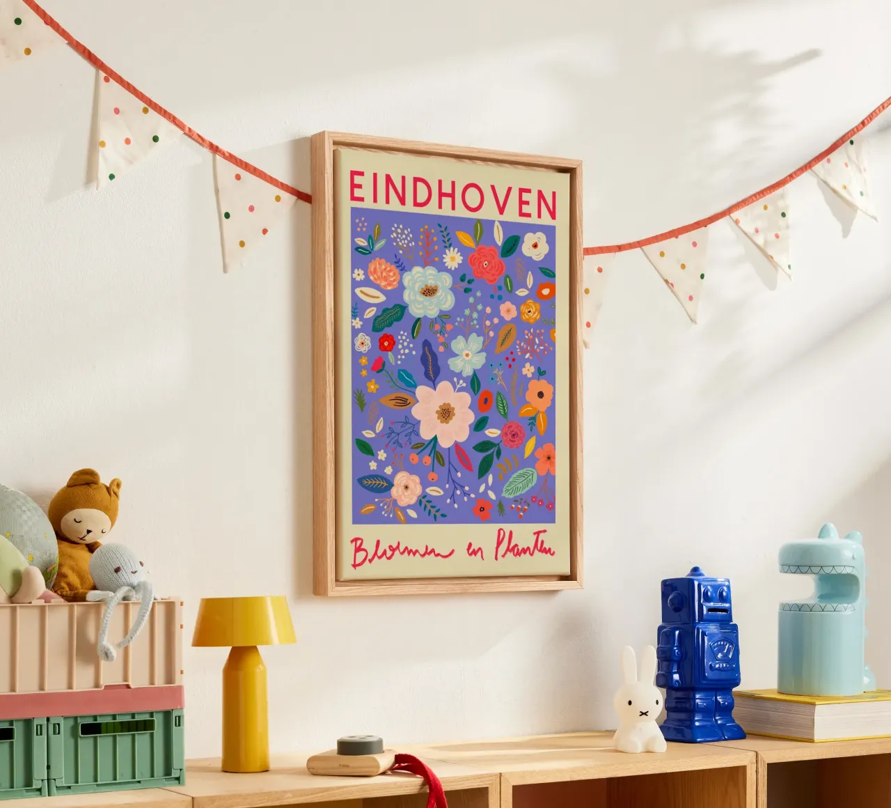 Mercato dei fiori di Eindhoven tela con Cornice a cassetta da Klia M_Art
