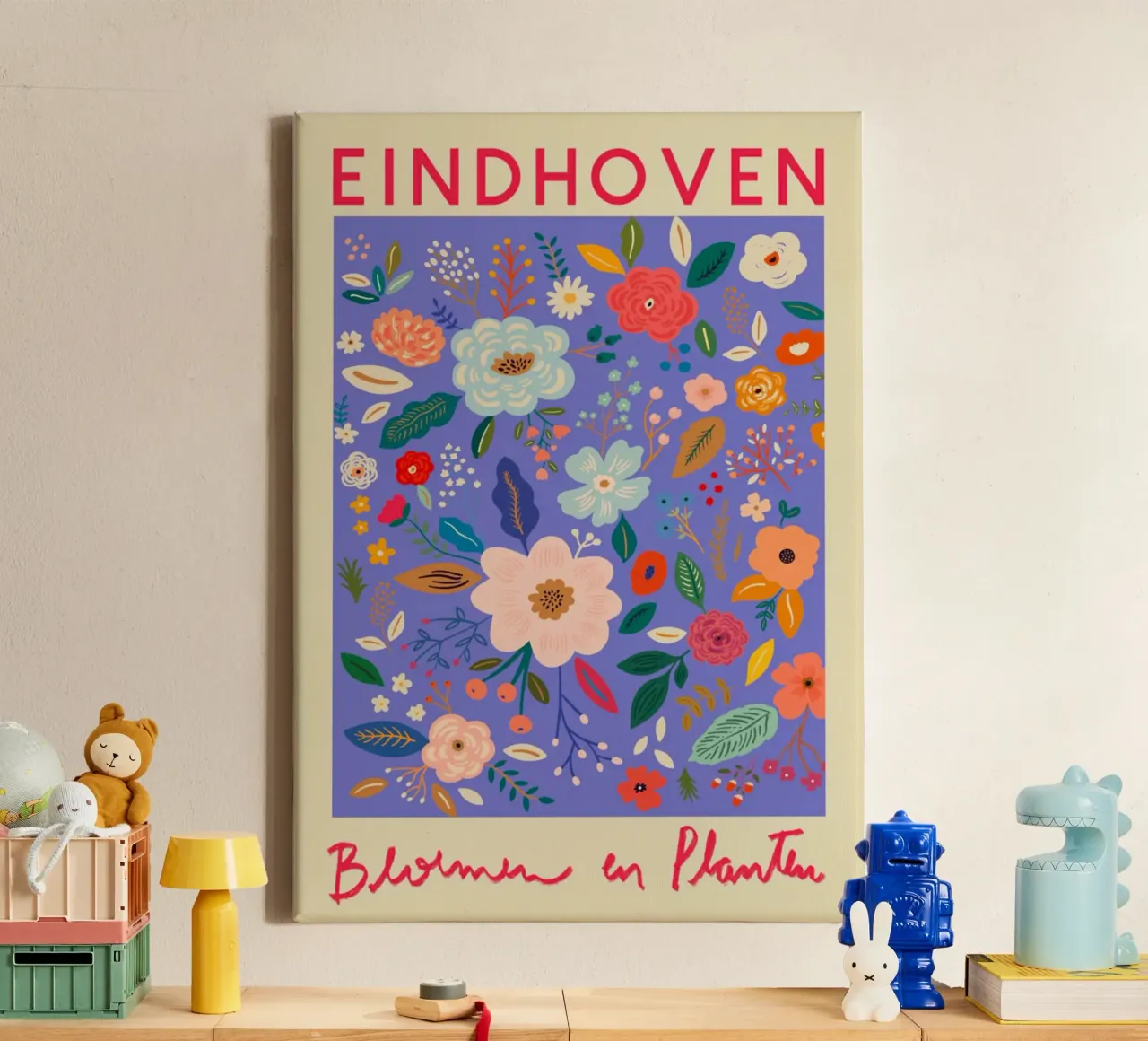Mercato dei fiori di Eindhoven tela con Cornice a cassetta da Klia M_Art