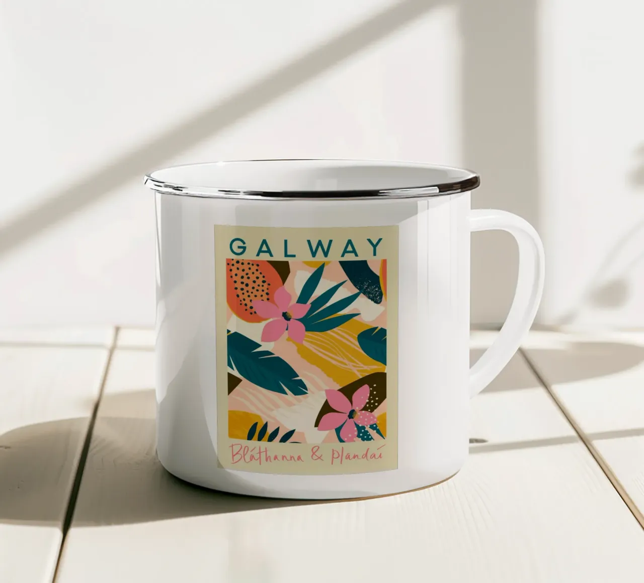 Mercato dei fiori di Galway tazza in smalto da Klia M_Art
