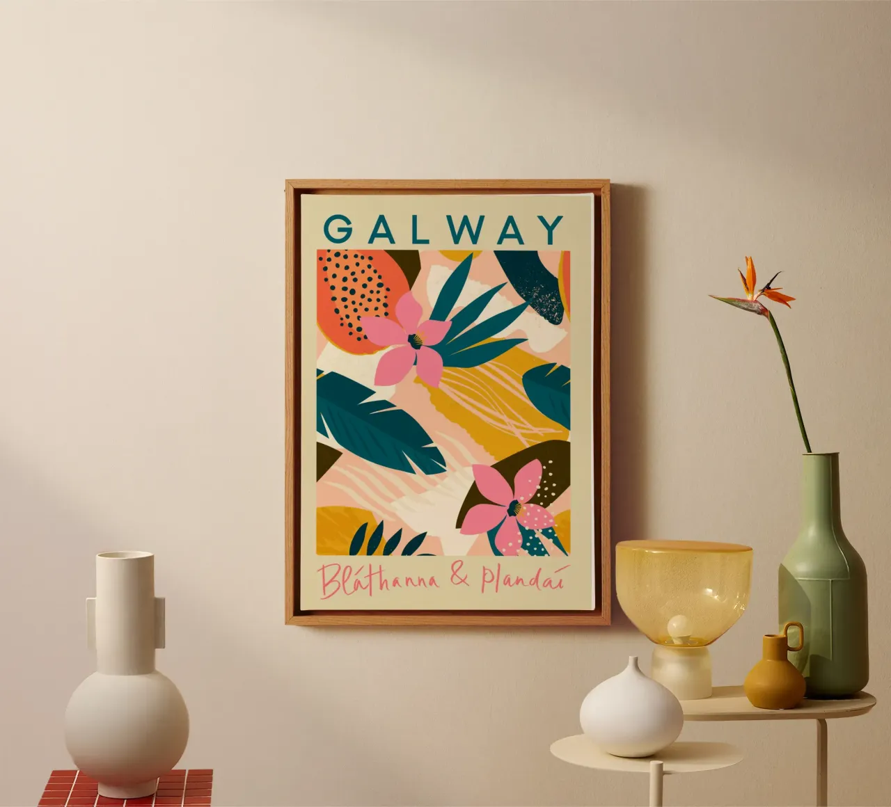 Mercato dei fiori di Galway tela con Cornice a cassetta da Klia M_Art