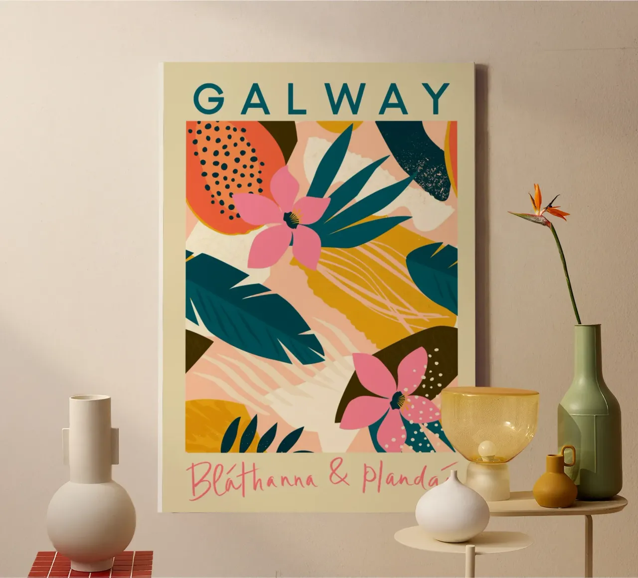 Mercato dei fiori di Galway tela con Cornice a cassetta da Klia M_Art