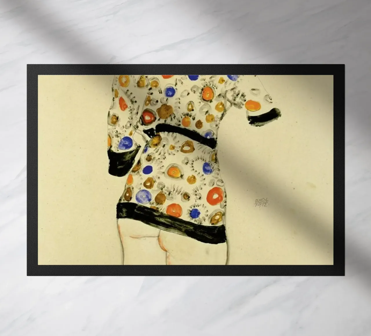 Egon Schiele - Standing Woman in a Patterned Blouse zerbino da Vintage by JUNIQE