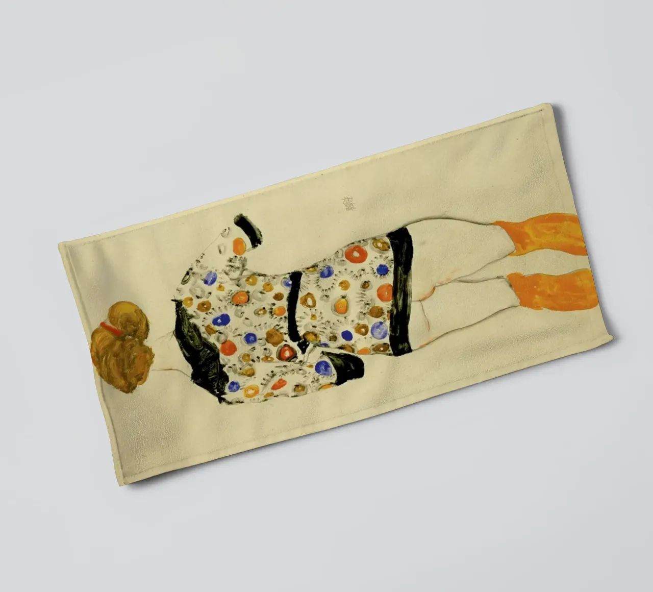 Egon Schiele - Standing Woman in a Patterned Blouse asciugamano da bagno da Vintage by JUNIQE