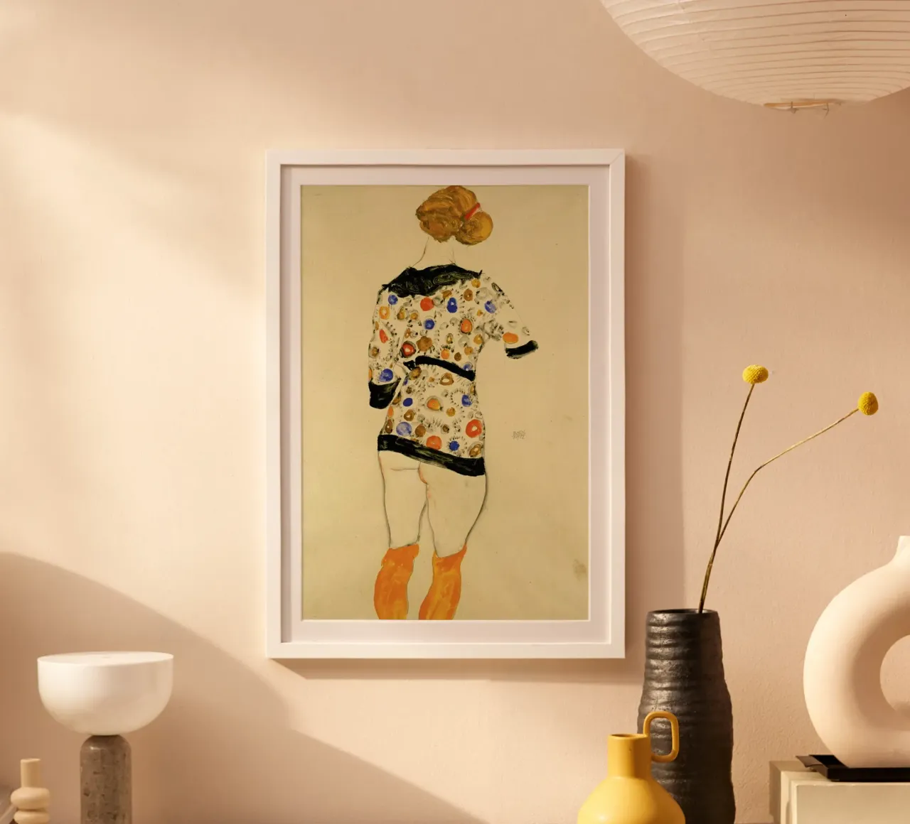 Egon Schiele - Standing Woman in a Patterned Blouse carta hahnemühle da Vintage by JUNIQE