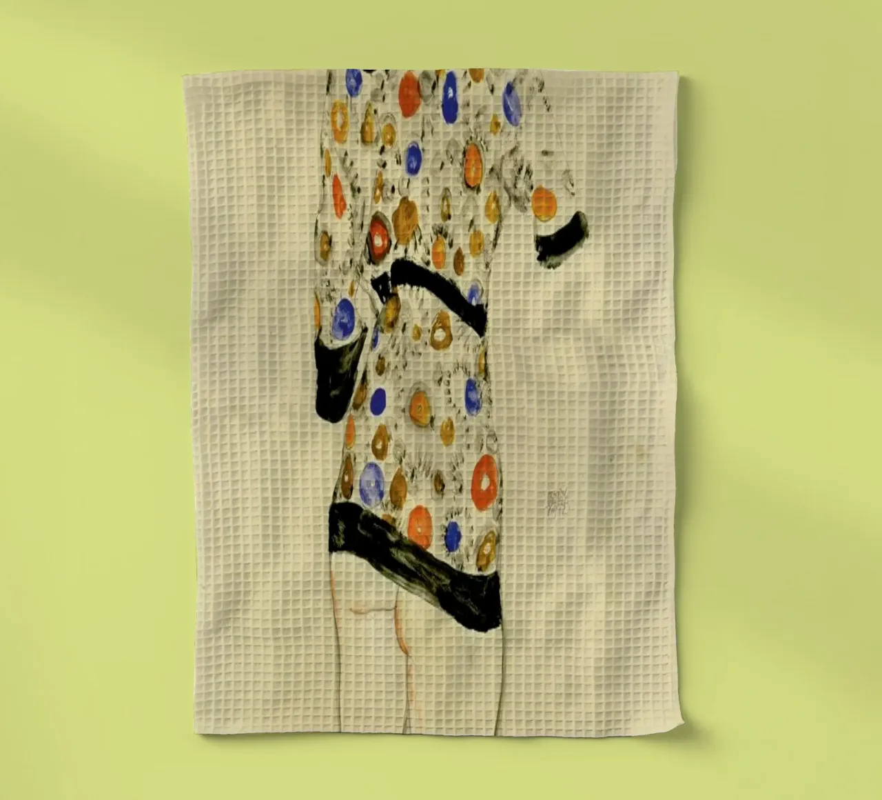 Egon Schiele - Standing Woman in a Patterned Blouse canovaccio da cucina da Vintage by JUNIQE