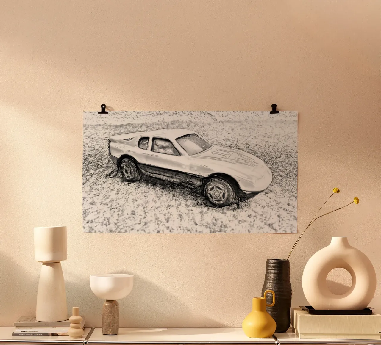 Una macchina poster con telaio in plastica da Massimo Frascogna