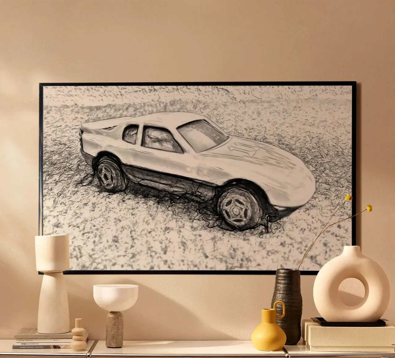 Una macchina poster con telaio in plastica da Massimo Frascogna