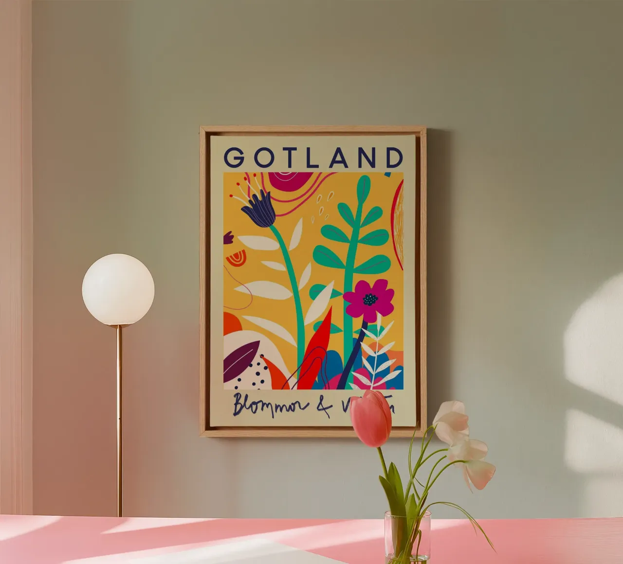 Mercato dei fiori di Gotland tela con Cornice a cassetta da Klia M_Art