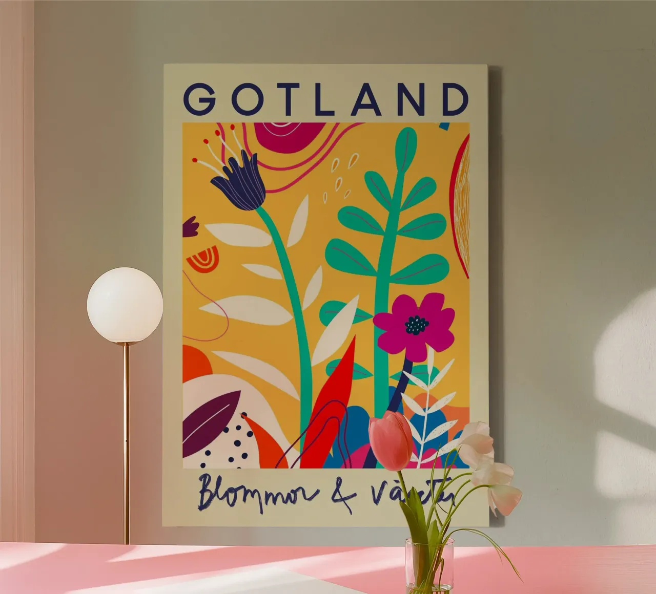 Mercato dei fiori di Gotland tela con Cornice a cassetta da Klia M_Art