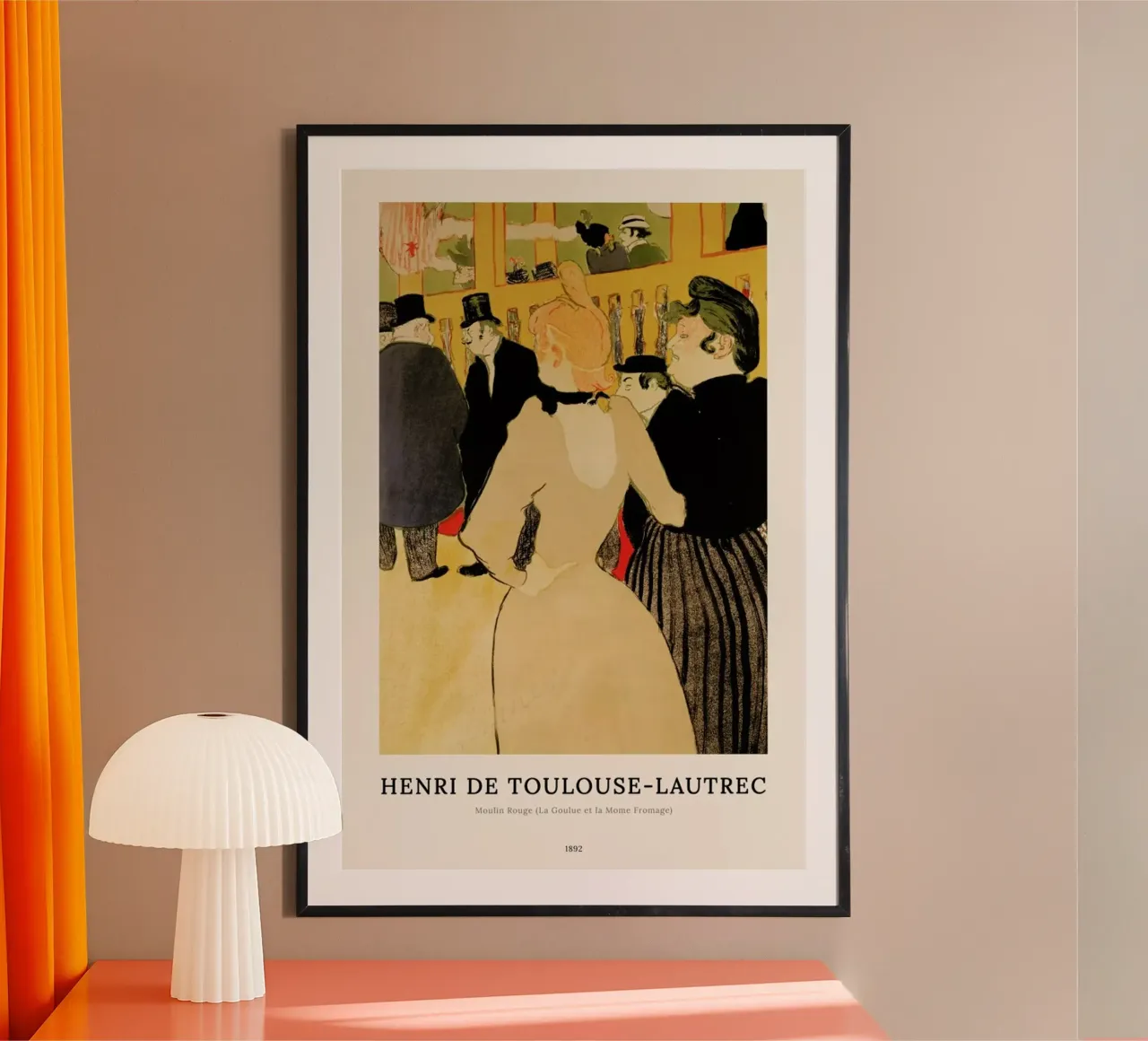 Henri de Toulouse-Lautrec - Moulin Rouge (La Goulue et la Mome Fromage) poster con telaio in legno da ARTOTHEK