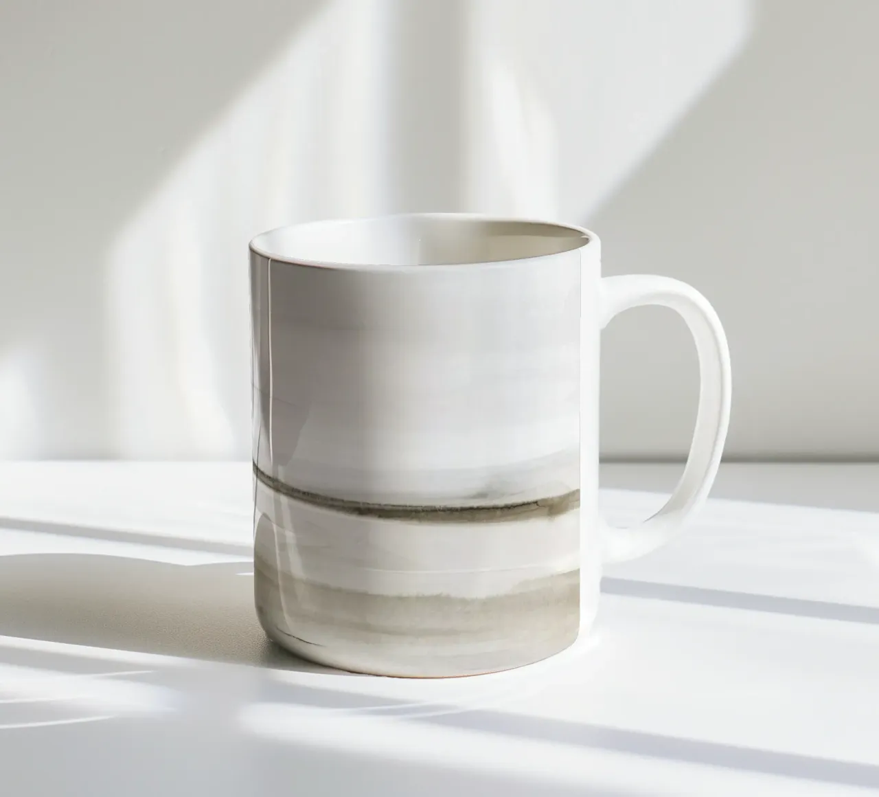 Minimalist shore in neutral colors ceramic mug by NouveauPrints