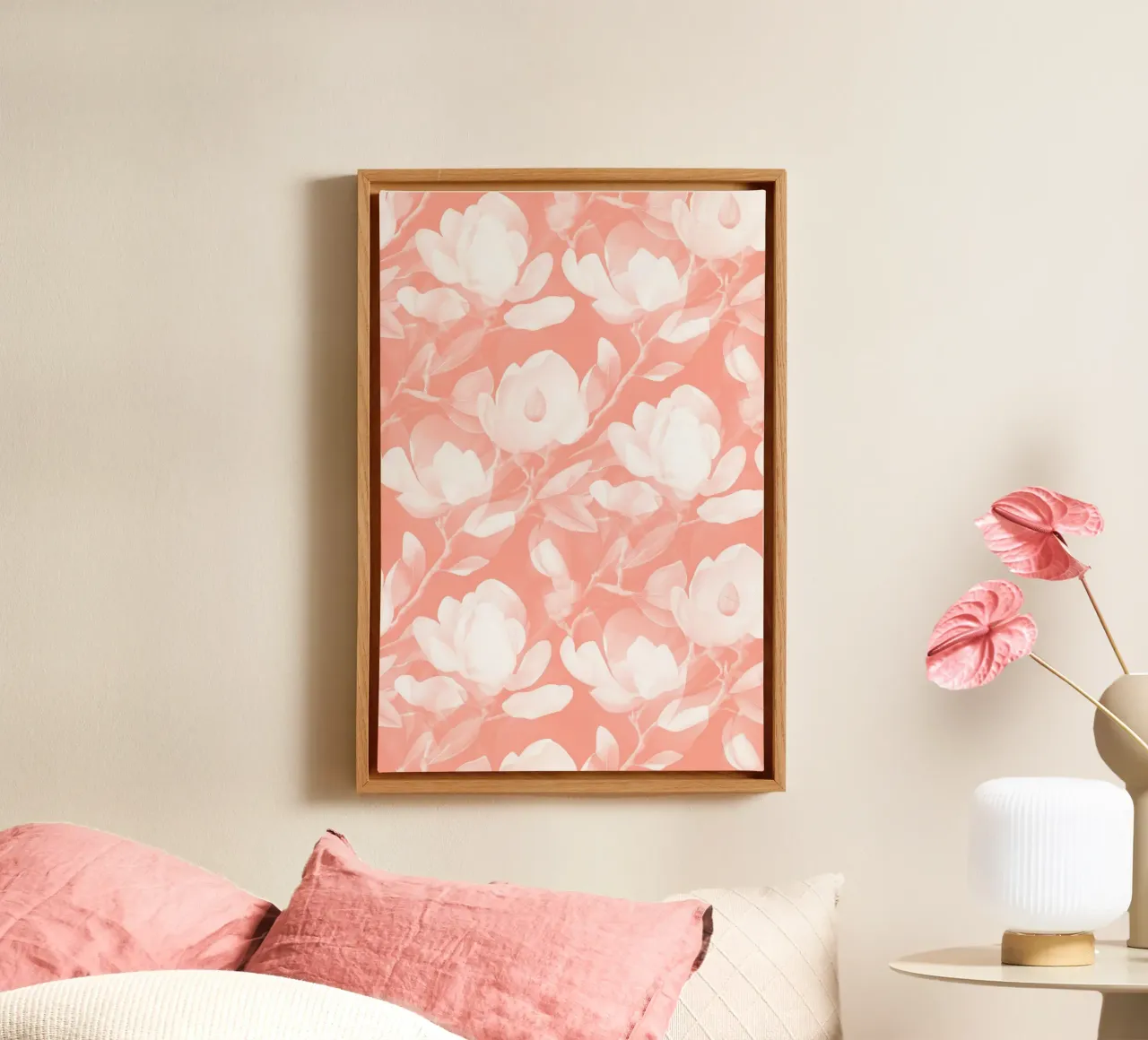 Lush Magnolia Peach tela con Cornice a cassetta da SilverPegasus