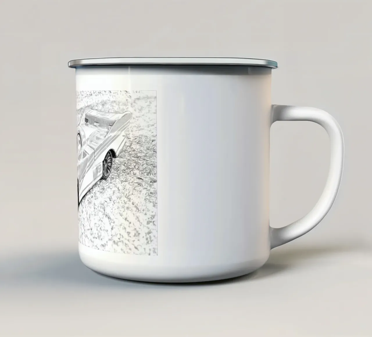 Una macchina tazza in smalto da Massimo Frascogna