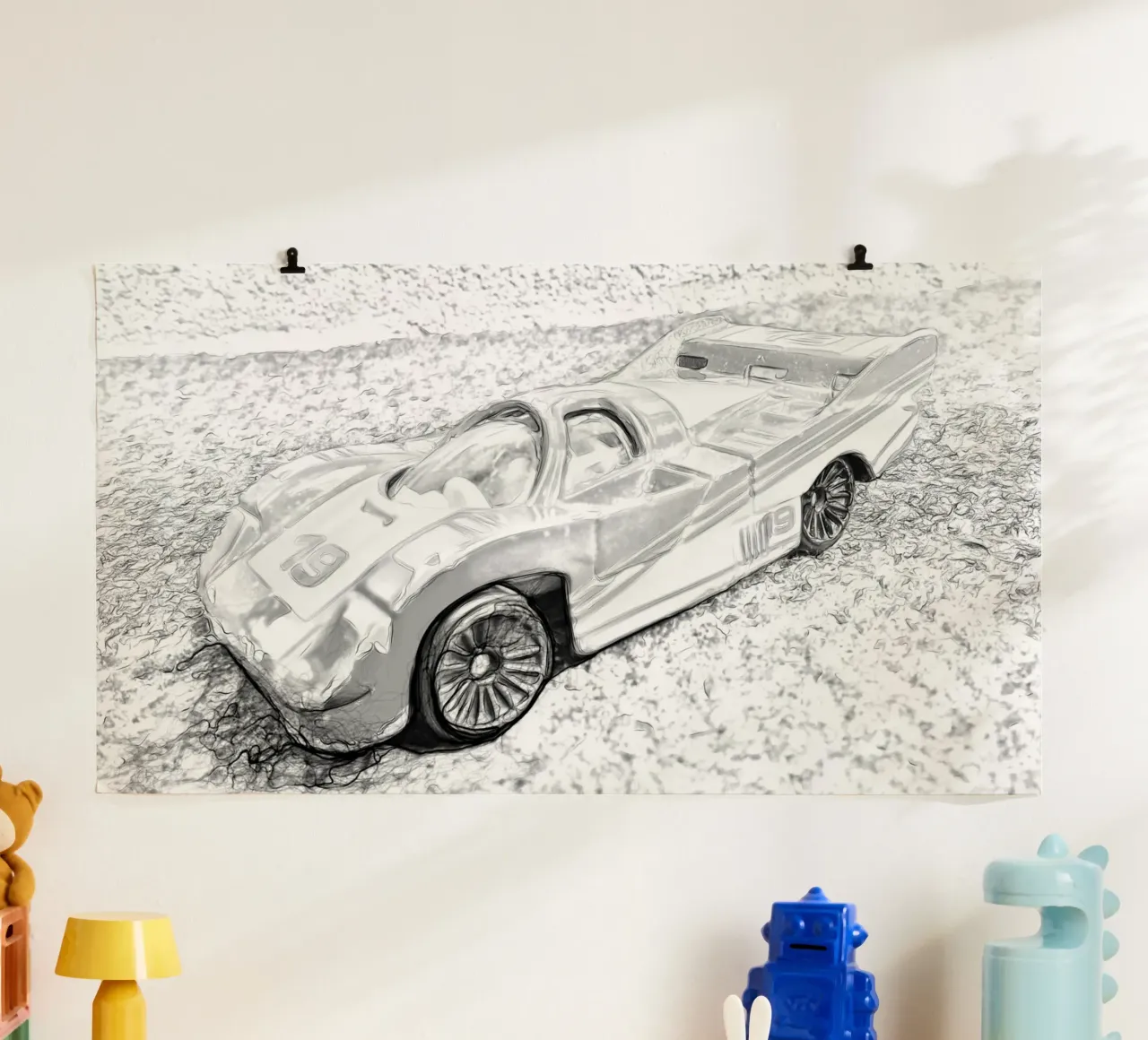Una macchina poster con telaio in plastica da Massimo Frascogna