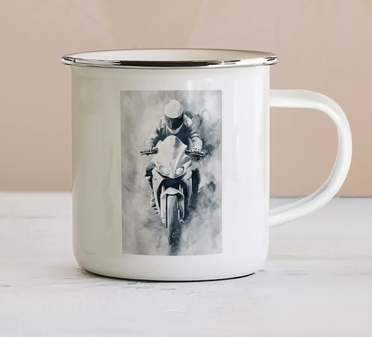 Motorcycle Racing art B tazza in smalto da Mateo