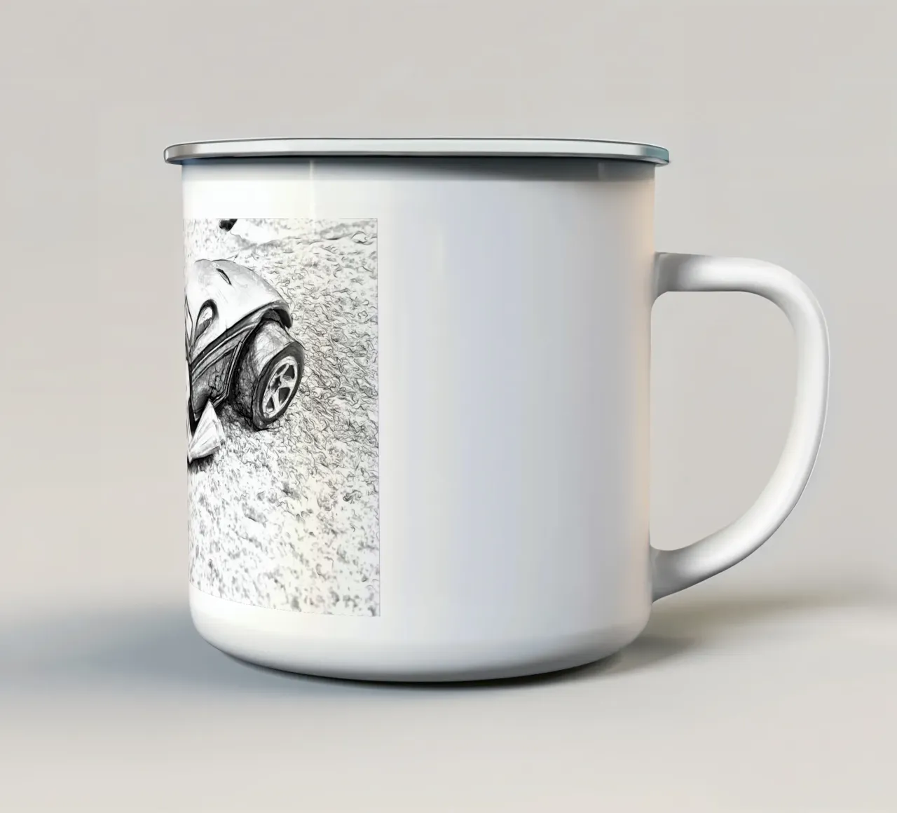 Una macchina tazza in smalto da Massimo Frascogna