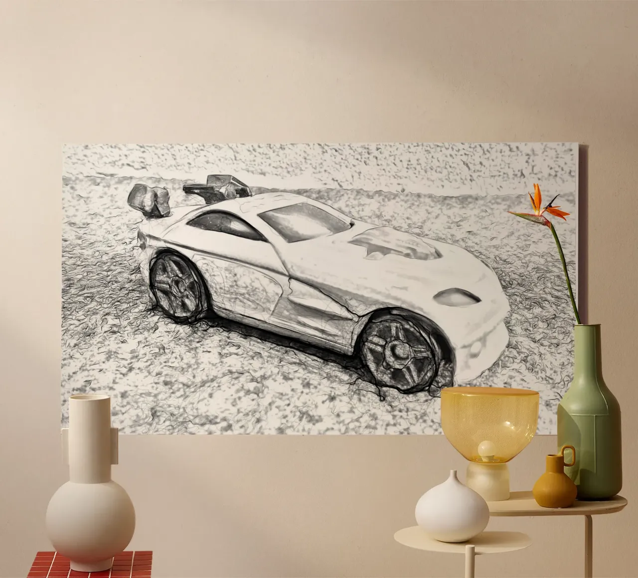 Een auto canvas met Baklijst van Massimo Frascogna