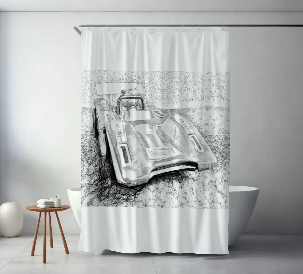 A car shower curtain by Massimo Frascogna