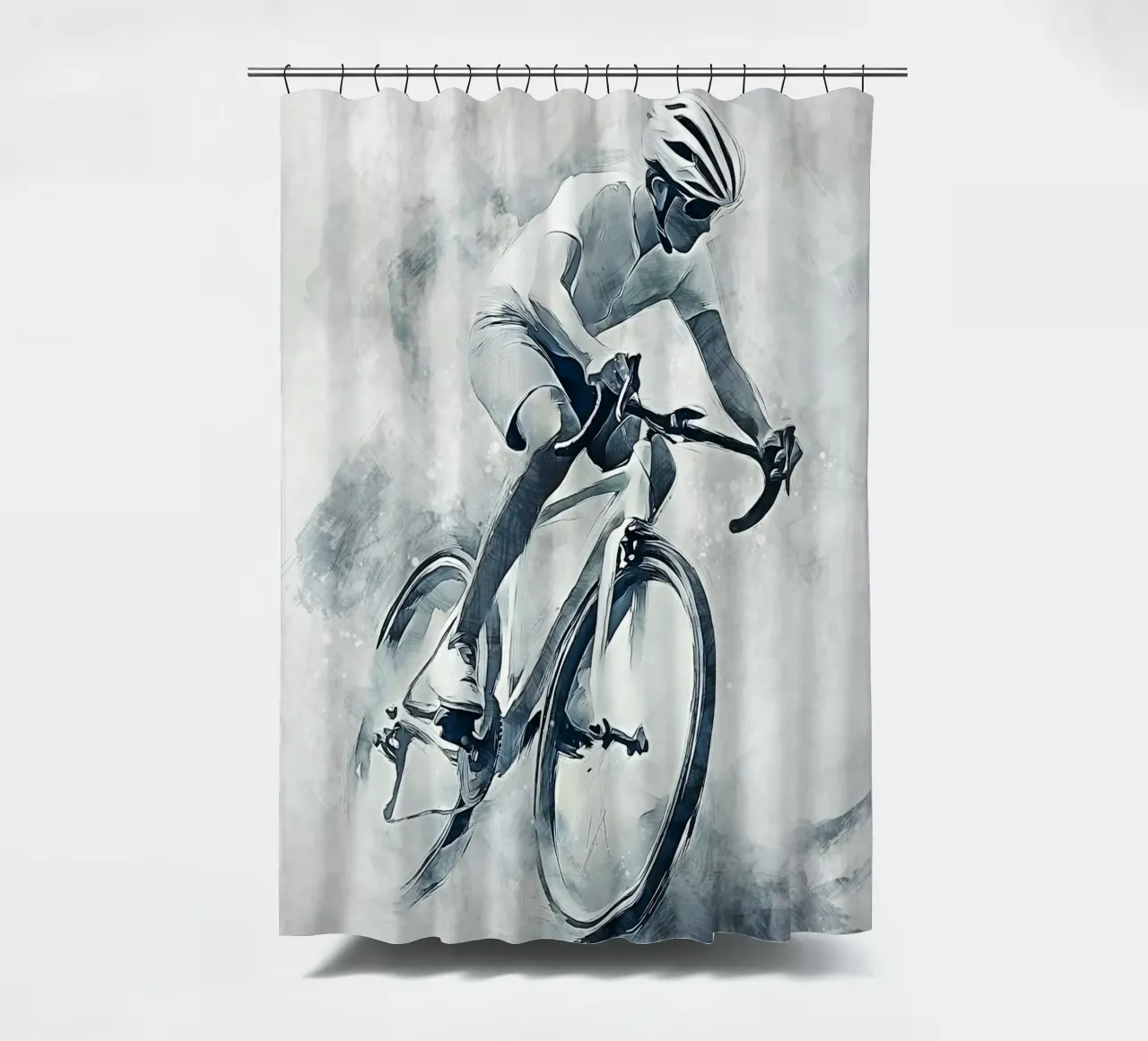 Cycling art B shower curtain by Mateo