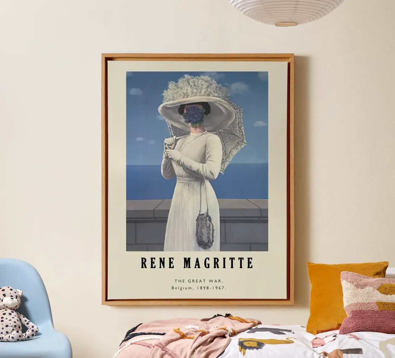 René Magritte-La Gran Guerra lienzo con Marco flotante de Michel Studio