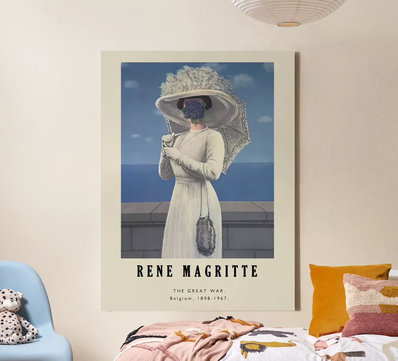 René Magritte-La Gran Guerra lienzo con Marco flotante de Michel Studio