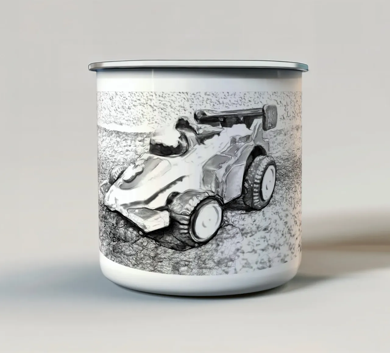 Una macchina tazza in smalto da Massimo Frascogna