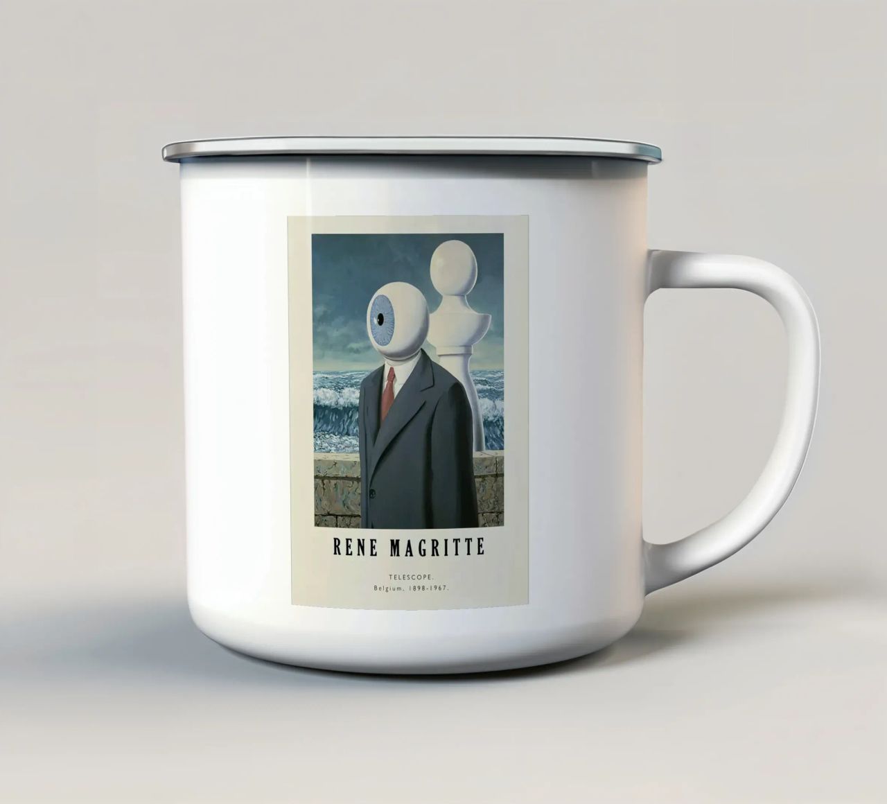 Rene Magritte-Telescope tazza in smalto da Michel Studio