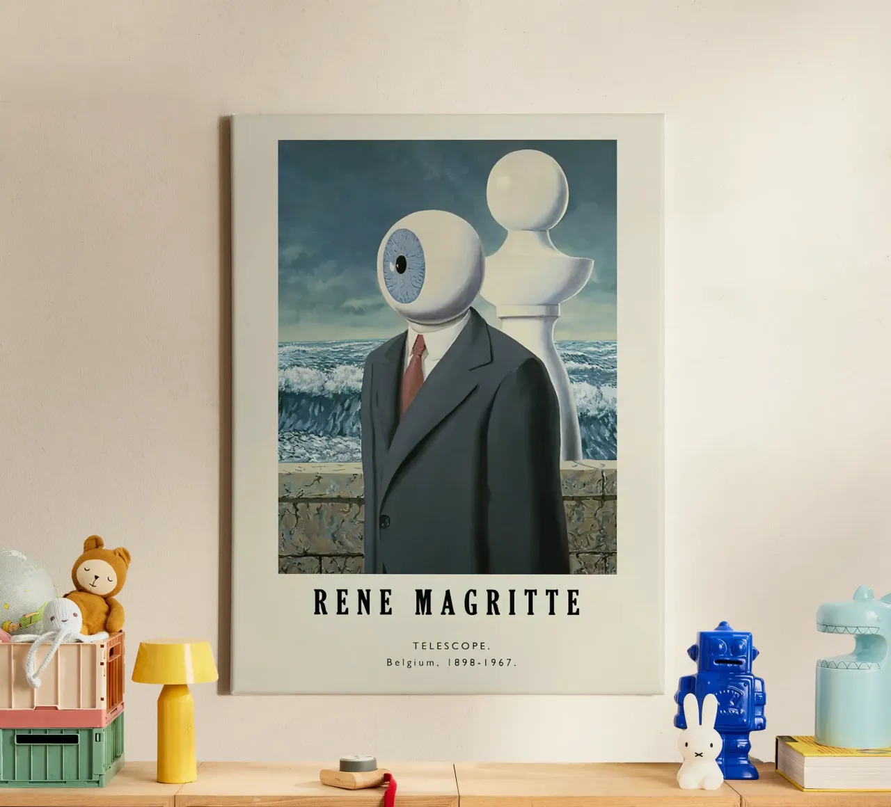 Rene Magritte-Telescope tela con Cornice a cassetta da Michel Studio