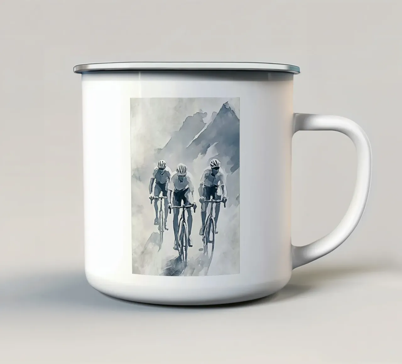 Cycling Mountains art tazza in smalto da Mateo