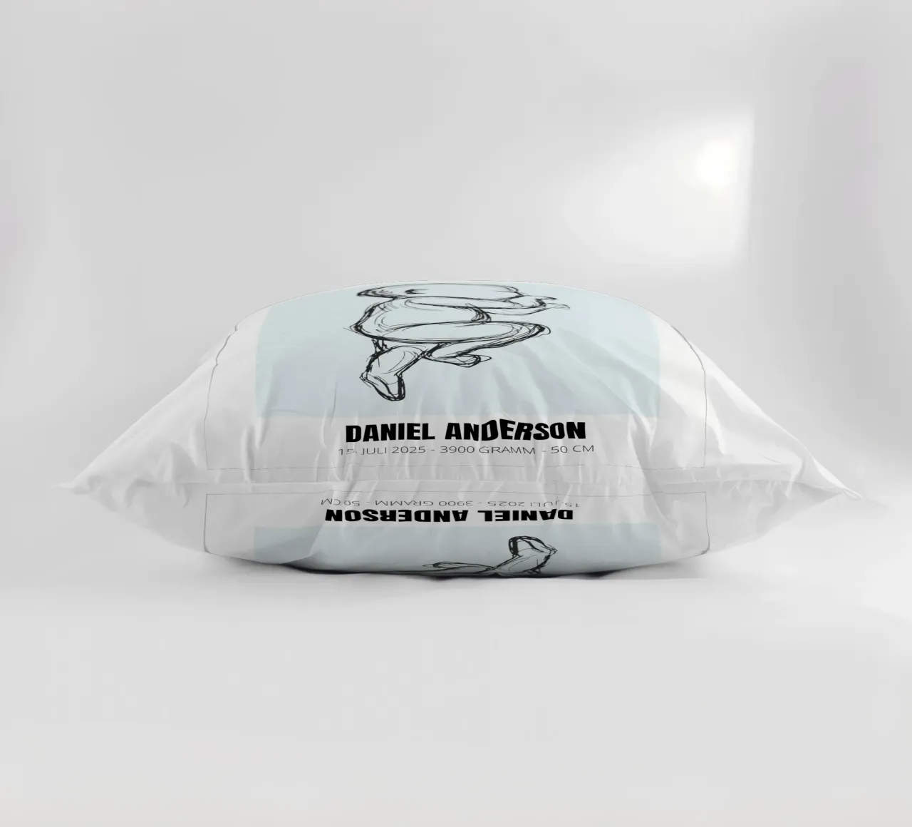 Baby drawing with dates - unique & personal decorative cushion by FRAMELY