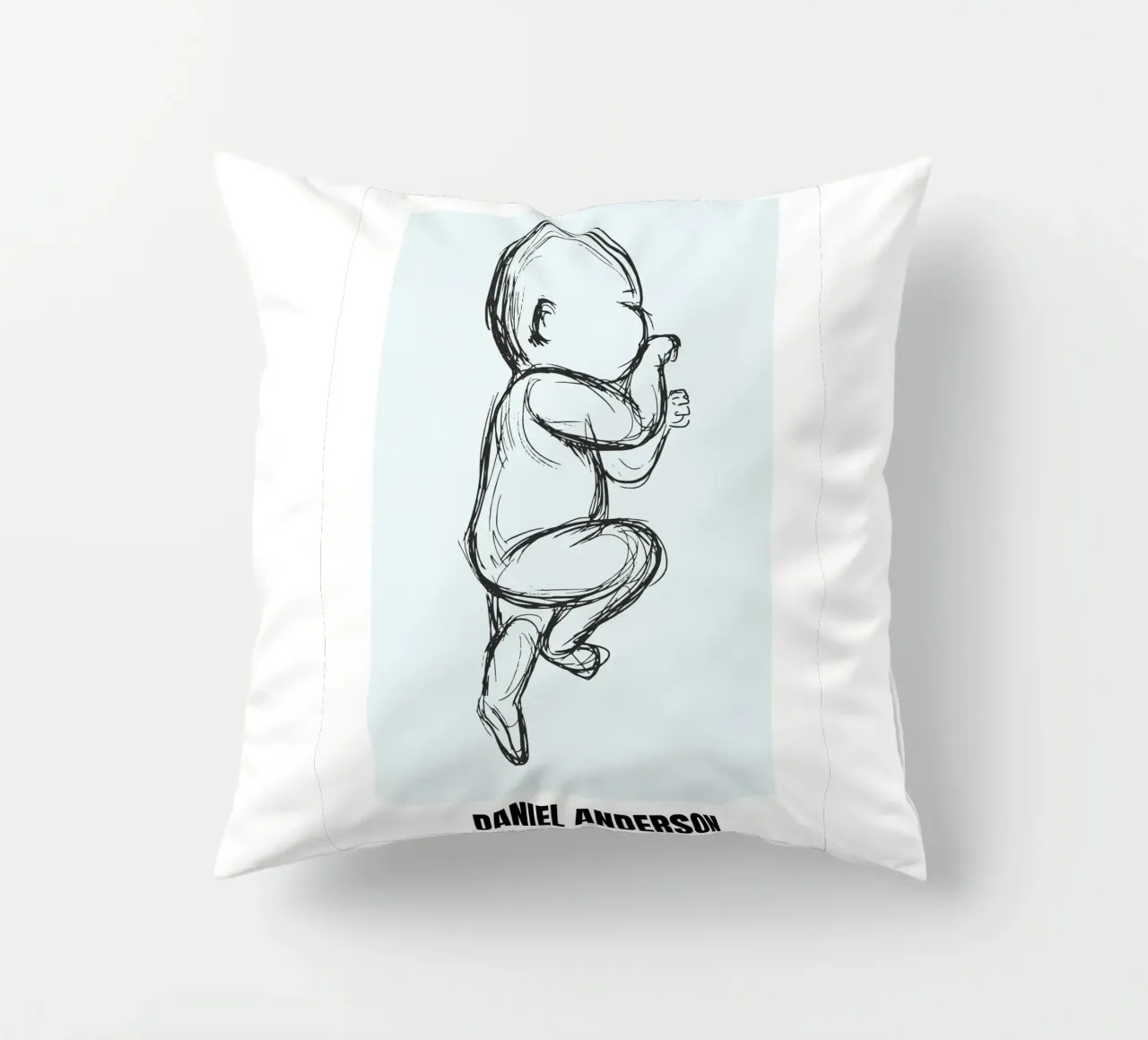 Baby drawing with dates - unique & personal decorative cushion by FRAMELY