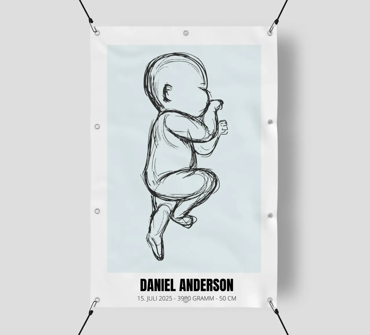 Disegno del bambino con date - unico e personale telo in pvc da FRAMELY