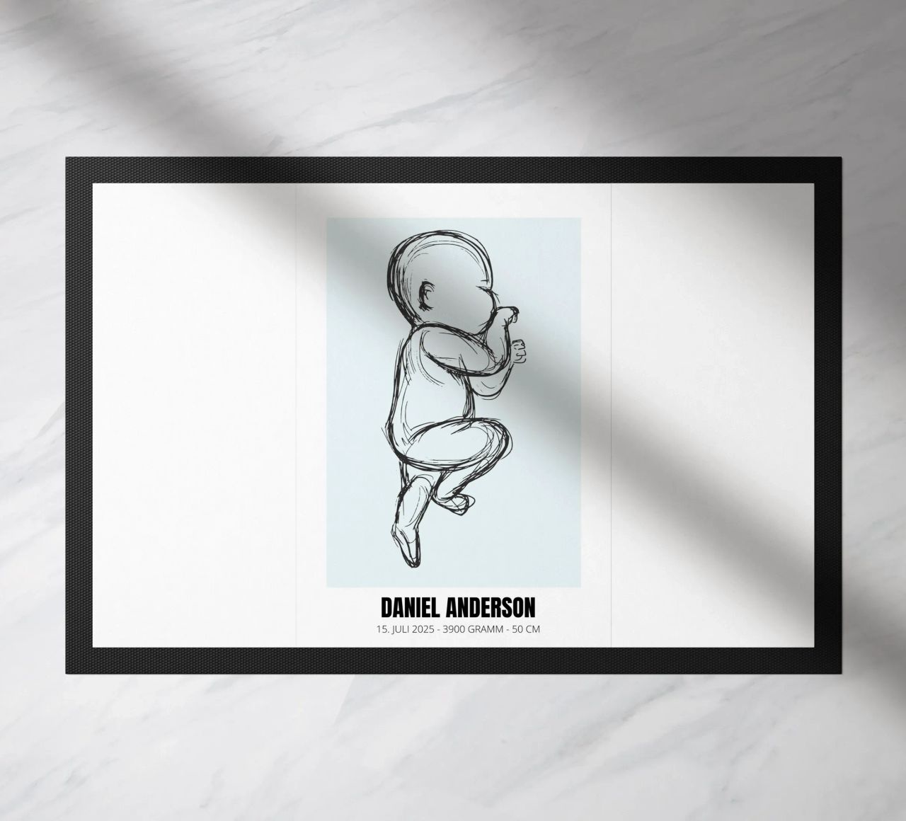 Dessin de bébé avec dates - unique & personnel paillasson de FRAMELY