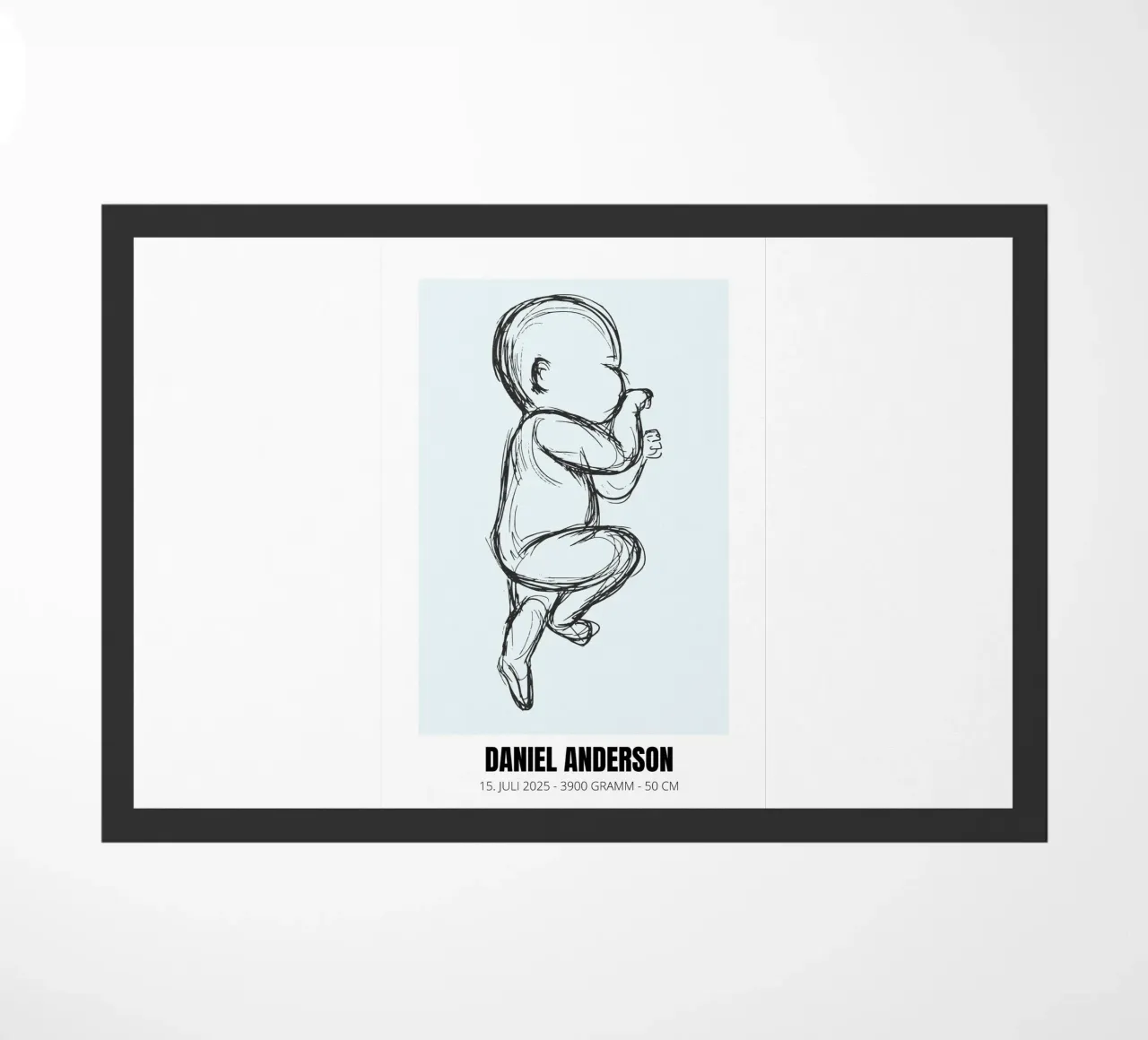 Baby drawing with dates - unique & personal doormat by FRAMELY
