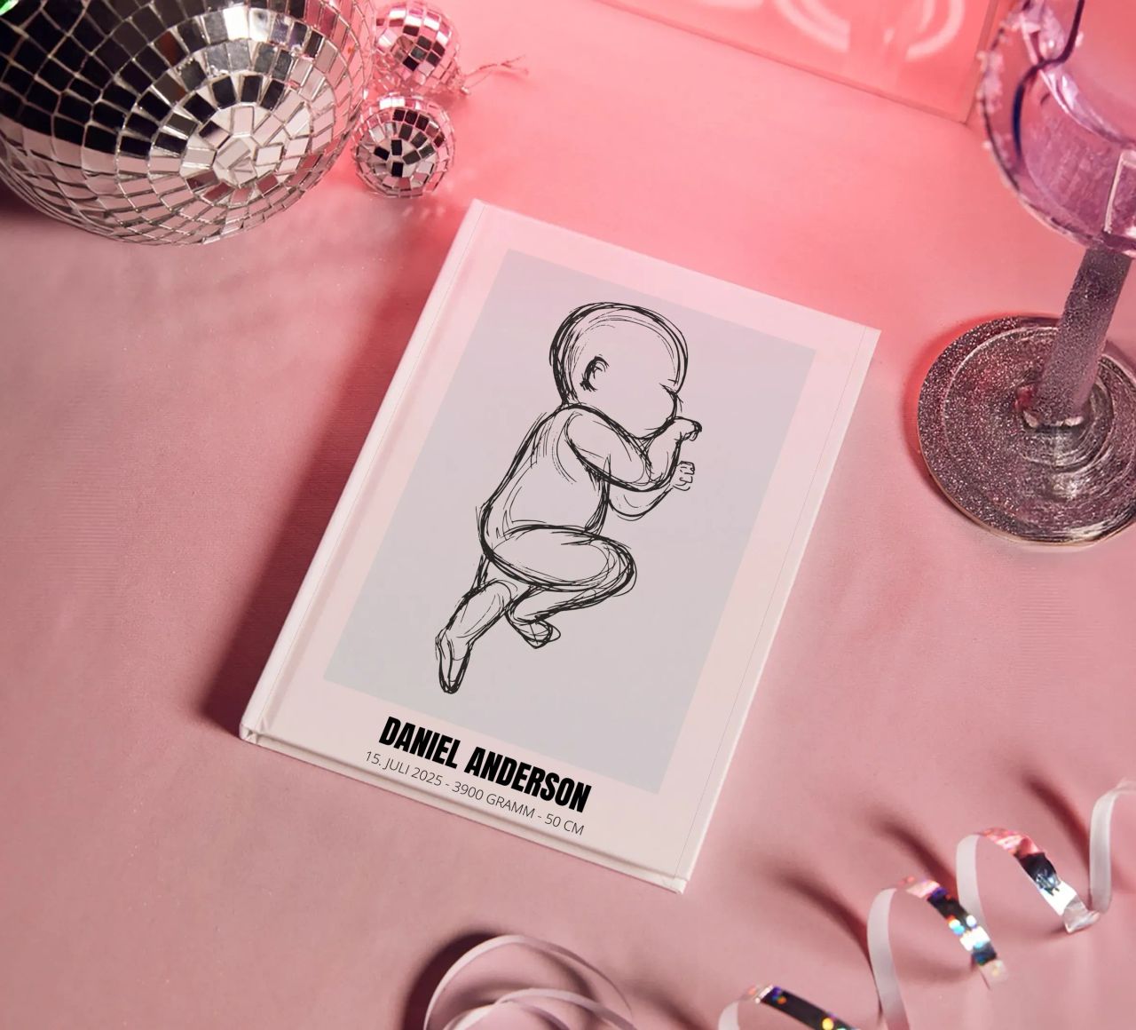 Dessin de bébé avec dates - unique & personnel carnet de notes de FRAMELY