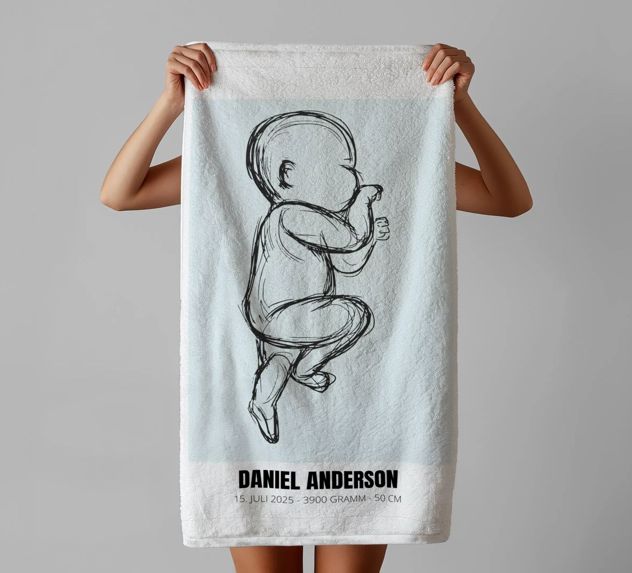 Dessin de bébé avec dates - unique & personnel serviette de bain de FRAMELY