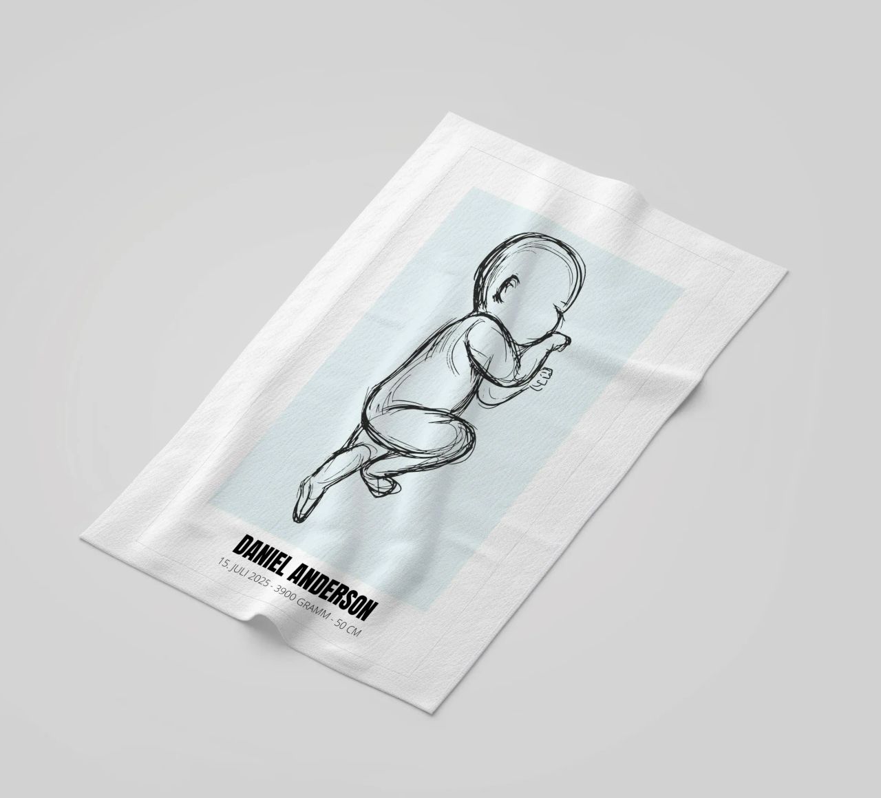 Dessin de bébé avec dates - unique & personnel serviette de plage de FRAMELY