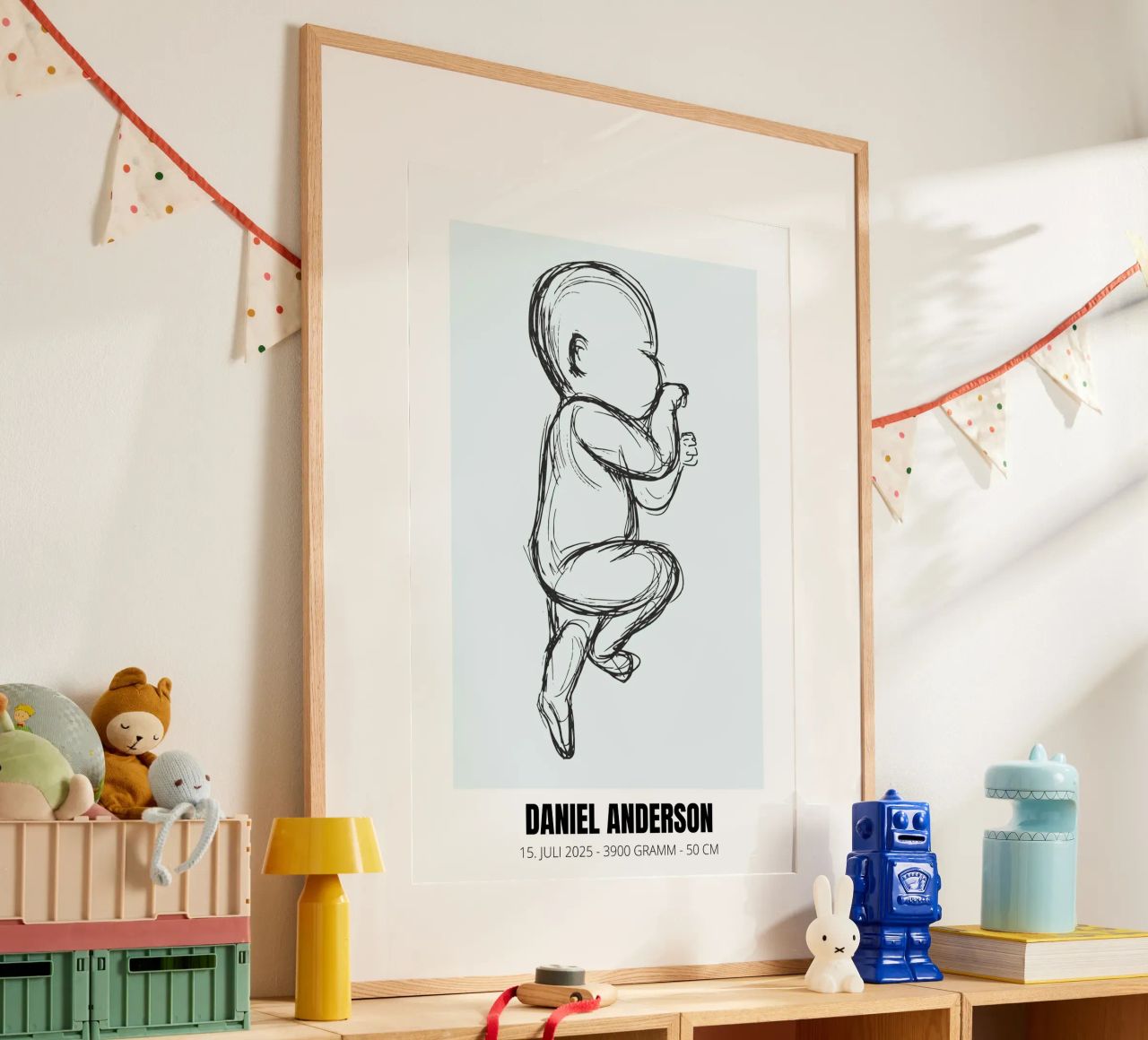 Dessin de bébé avec dates - unique & personnel poster de FRAMELY