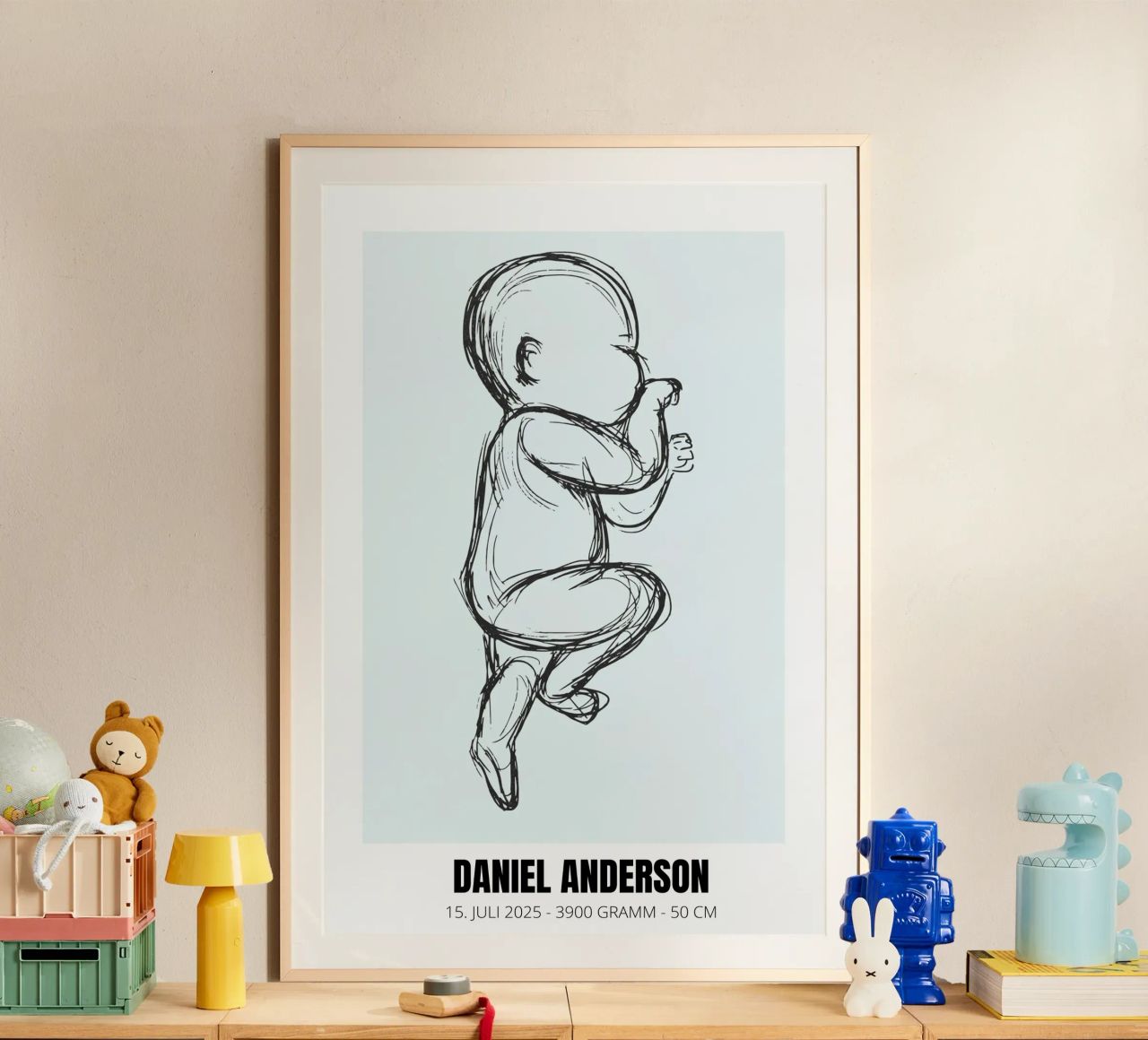 Dessin de bébé avec dates - unique & personnel poster de FRAMELY