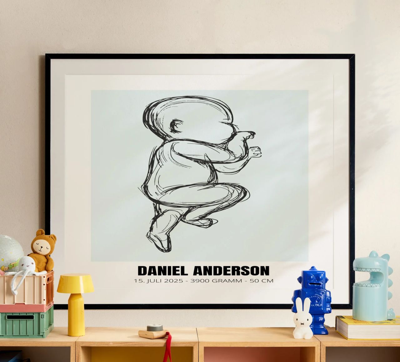 Dessin de bébé avec dates - unique & personnel poster de FRAMELY