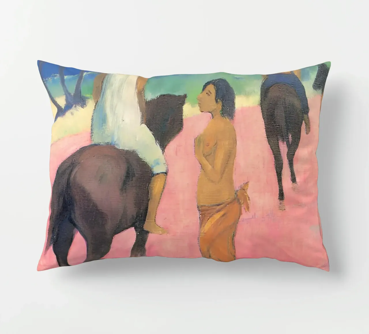 Gauguin cavalieri sulla spiaggia II Stampa post-impressionista cuscino da NorwesClub