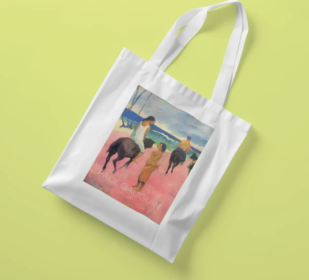 Gauguin cavalieri sulla spiaggia II Stampa post-impressionista borsa in juta da NorwesClub
