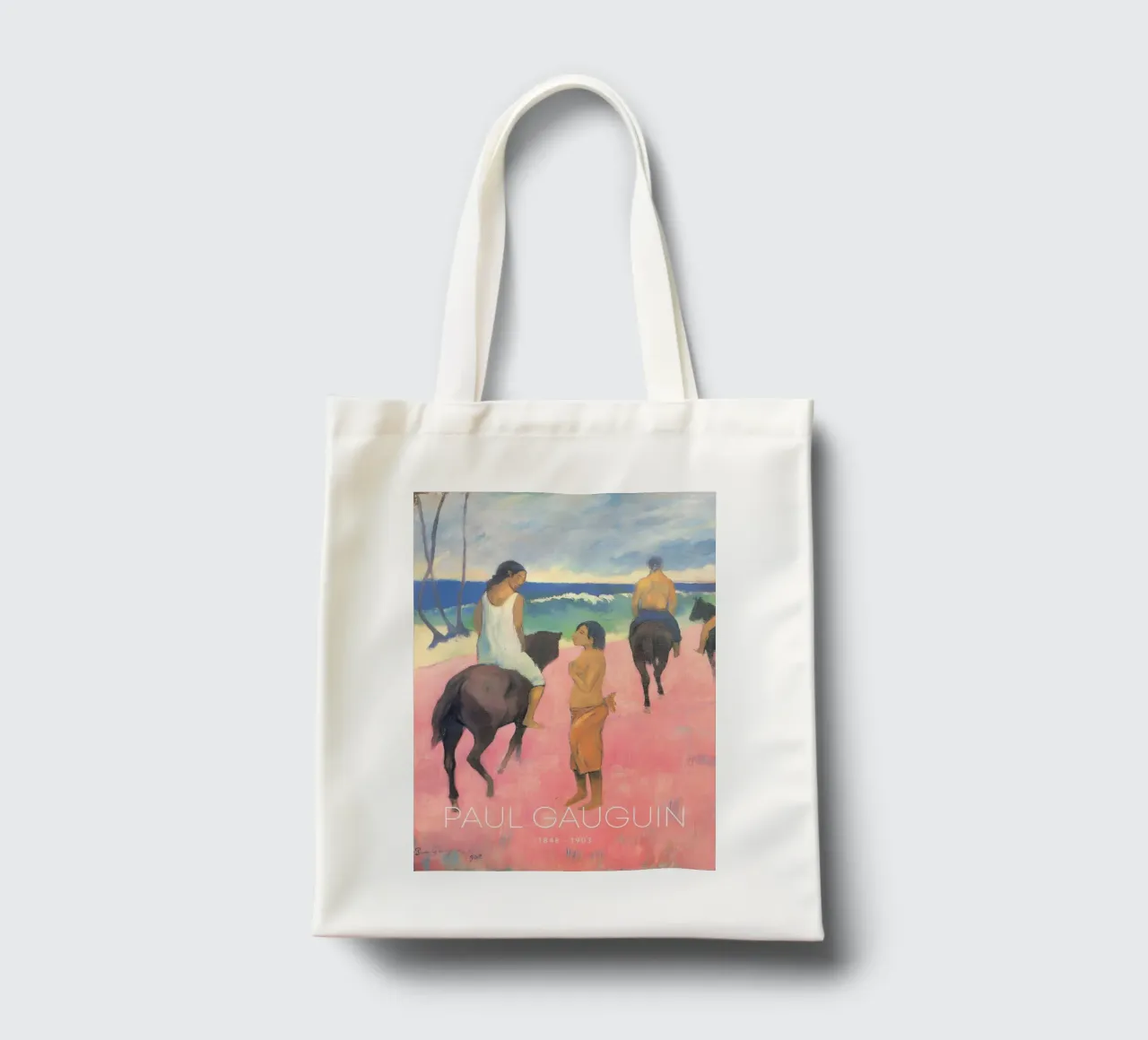 Gauguin cavalieri sulla spiaggia II Stampa post-impressionista borsa in juta da NorwesClub