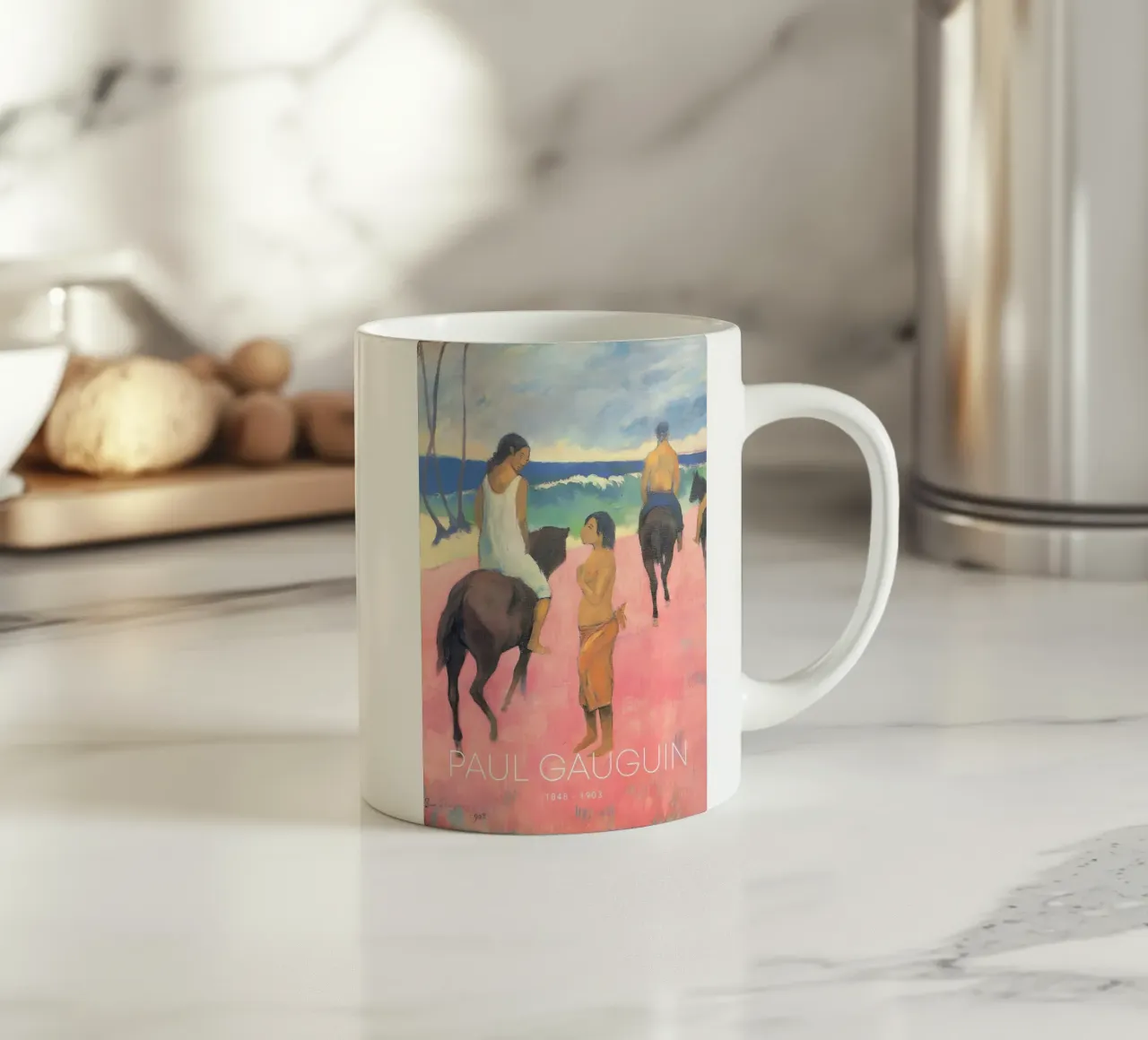 Gauguin cavalieri sulla spiaggia II Stampa post-impressionista tazza in ceramica da NorwesClub
